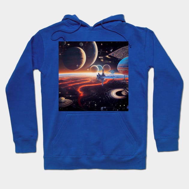 Interplanetary Spaceport Hoodie by Grassroots Green